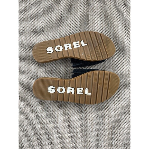 Sorel Ella II Block Suede Leather Slide Slip On Flat Sandal Black Women  6.5 - Picture 4 of 5